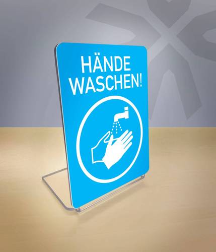 Hinweisschild „Hände waschen“ als Aufsteller