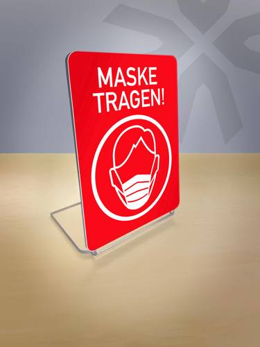 Hinweisschild „Maske tragen!“ als Aufsteller
