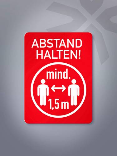 Hinweisschild „Abstand halten“ in Rot